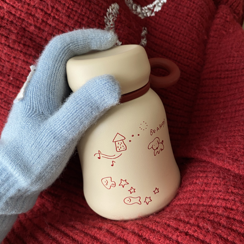 ins creative red little house, graffiti, bell, insulated cup, stainless steel water cup, travel cup, couple gifts Item Picture