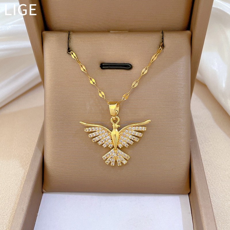 【 Titanium Steel 】 Phoenix Soaring, Light Luxury Cross-border Banquet and Wedding Necklace, Versatile collarbone chain for female Internet celebrities, Titanium steel chain Specification drawing