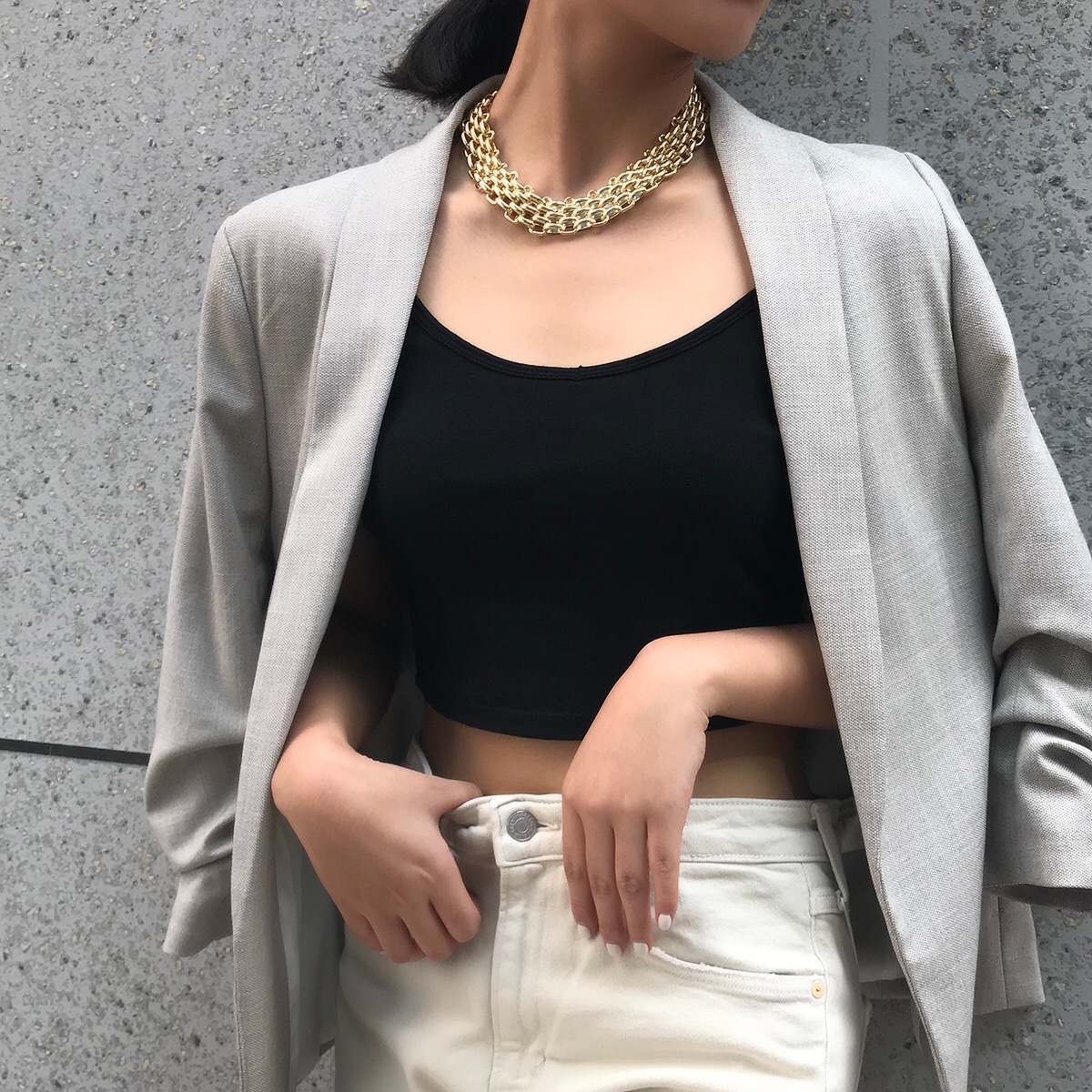 European and American cross-border accessories, exaggerated and unique thick chain necklaces, women's retro and simple clothing accessories, metal sweater chains full figure
