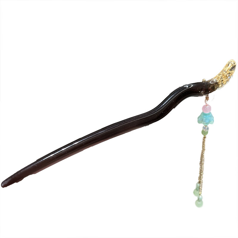 New Hanfu hair accessories, flower-patterned tassel, Chinese-style updo hairpin, women's ancient-style hairpin, retro headwear at the back of the head Item Picture