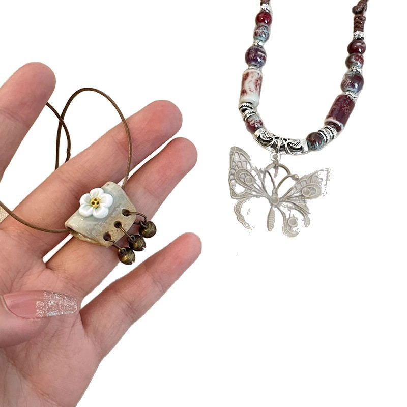 Bohemian ethnic style butterfly necklace, new Chinese retro long pendant for women, summer fashion, versatile and vacation style Item Picture