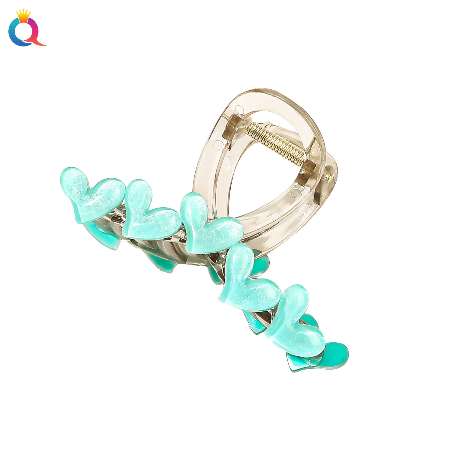 Qiyue Cross-border Fresh and Elegant heart-shaped hair clips for women, high-end back head updo hair clips, shark clips, hair accessories wholesale Application Scenario