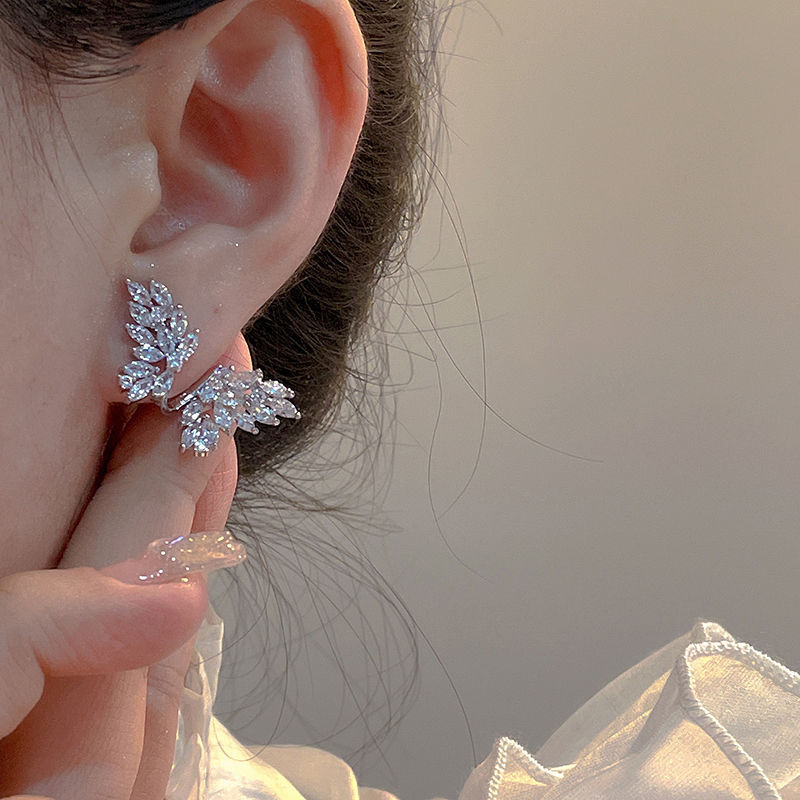 Trendy and dazzling ~ Light luxury Zircon butterfly Stud earrings for Women s925, a niche high-end design with a fashionable and unique style Application Scenario