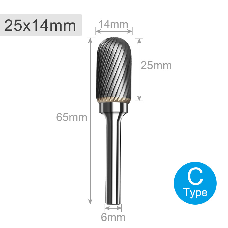 6-handle C-type single and double grain hard alloy rotary files, tungsten steel grinding, single-piece metal woodworking grinding and polishing undefined