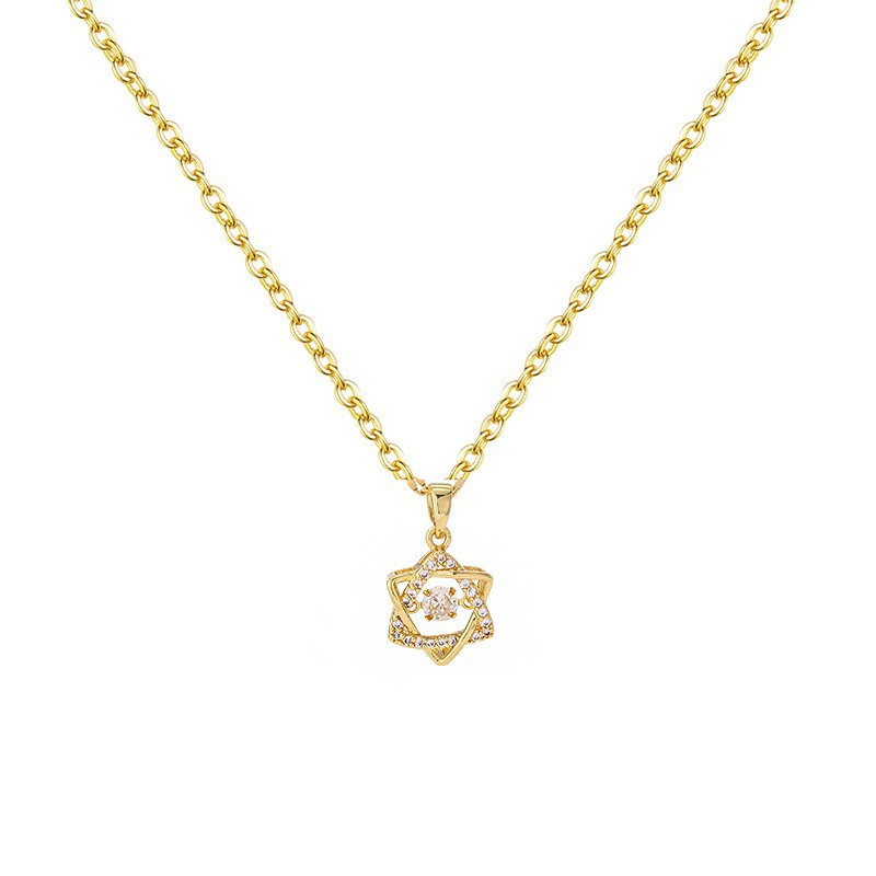 Light luxury hexagonal star dynamic necklace for women, trendy on Instagram, super fairy-like, versatile, elegant and fresh titanium steel collarbone chain wholesale Item Picture