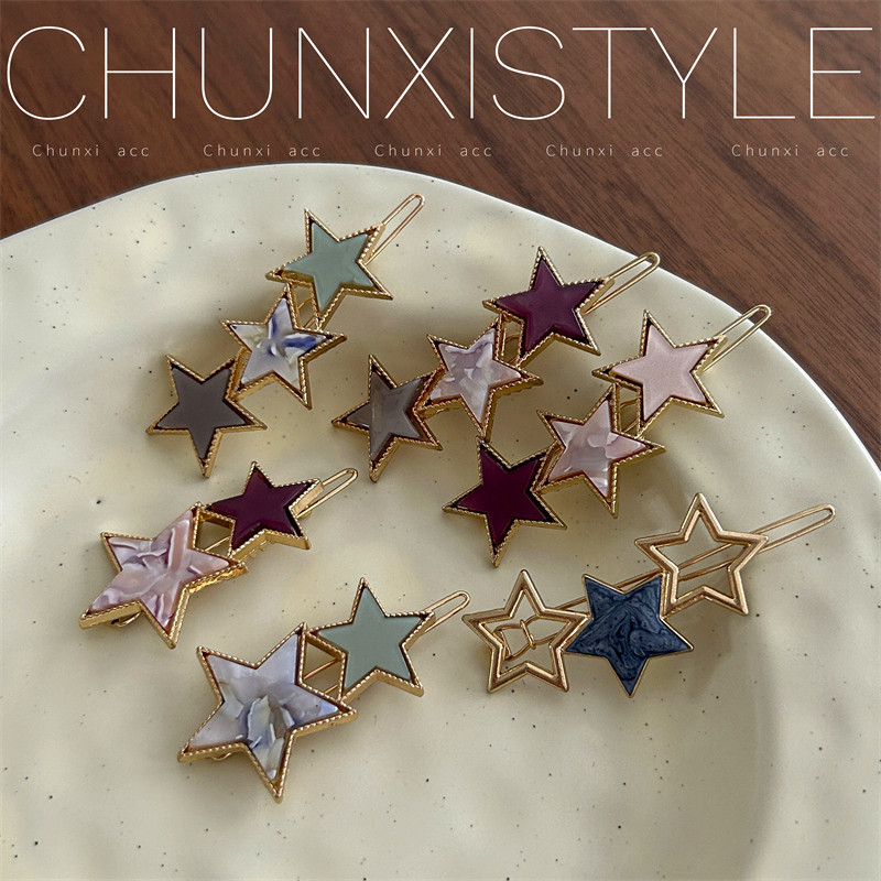 The five-pointed star bangs, the fringe clips, the hair clips, the back of the head, the frog clip, the one-line top clip, and the headwear full figure