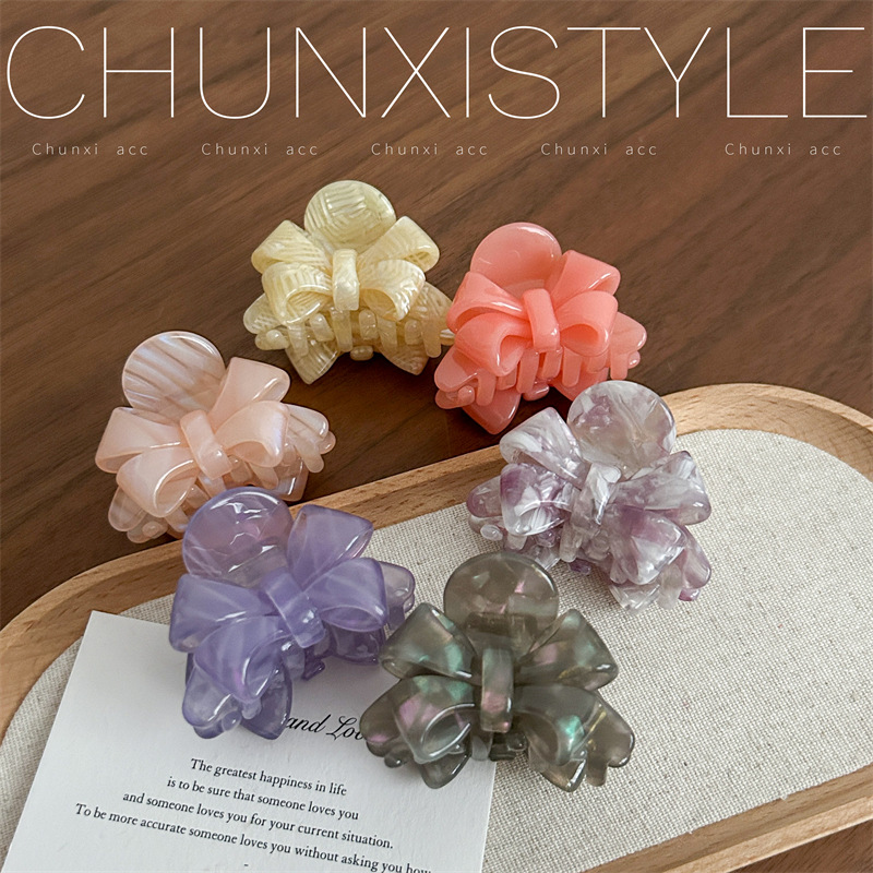 YD French niche high-quality design bow acetate grabber, elegant and sweet, with a high-end feel, shark clip Specification drawing
