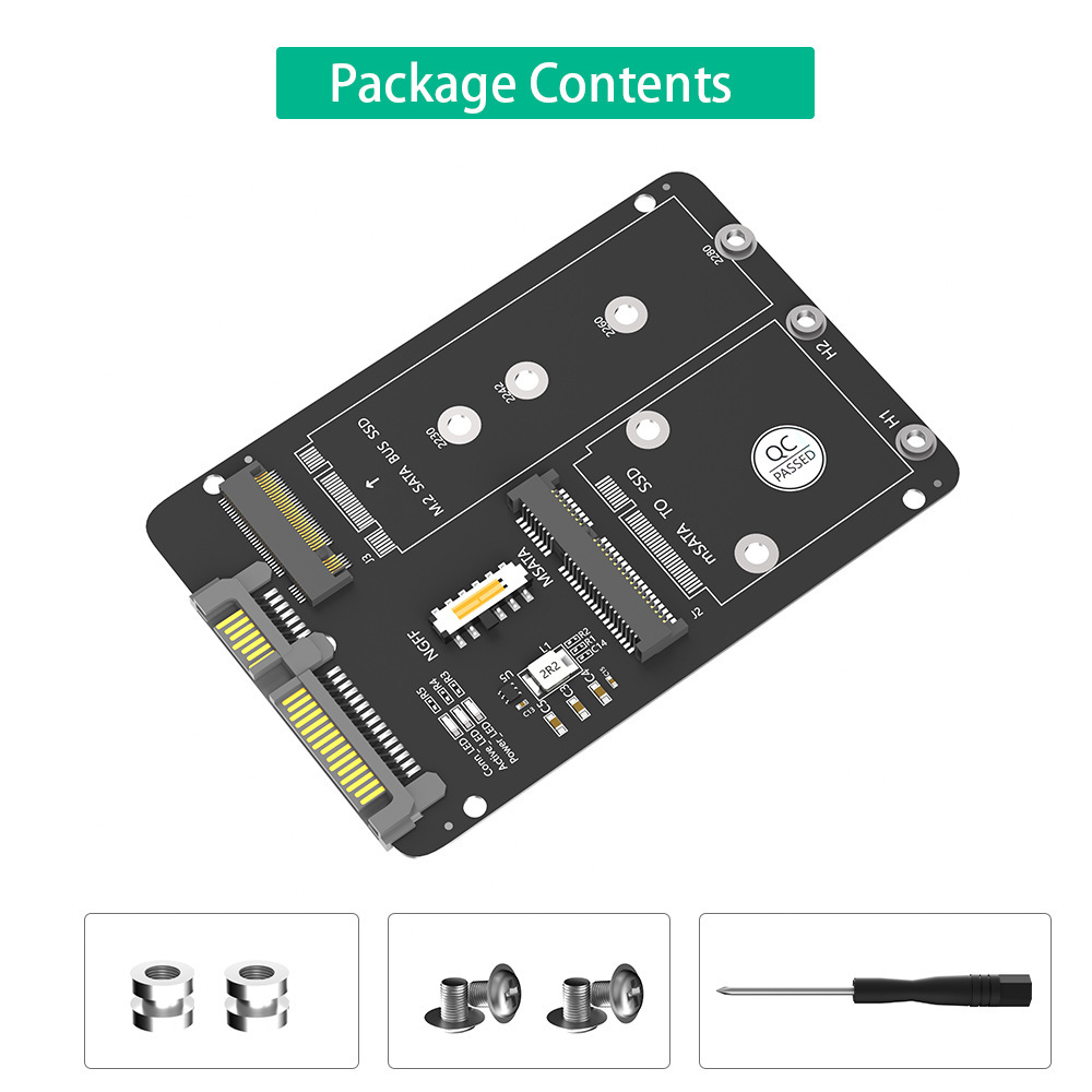 New M.2 NGFF/MSATA to SATA3 2-in-1 SSD solid-state drive 2.5-inch hard drive box adapter card Item Picture