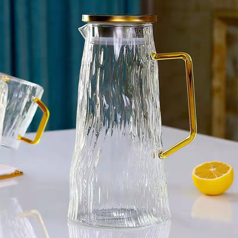 Glacier pattern cold water bottle, glass high-temperature resistant thickened water bottle, large capacity, home living room, summer cool boiled water, Japanese-style Specification drawing