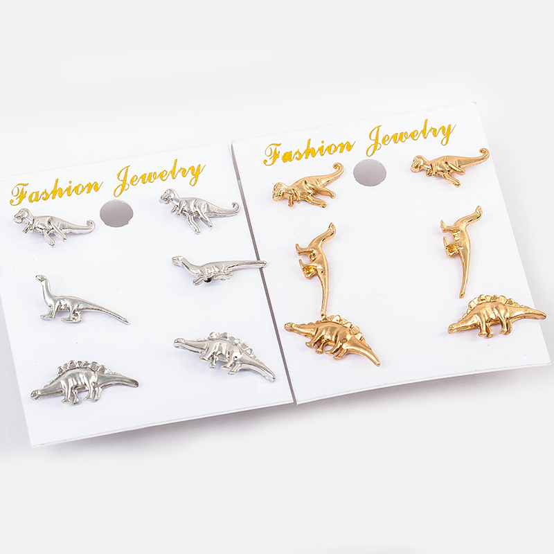 Spring new style small animal dinosaur set, personalized earrings, Japanese and Korean couple earrings, stud earrings, Yiwu small commodities wholesale Application Scenario
