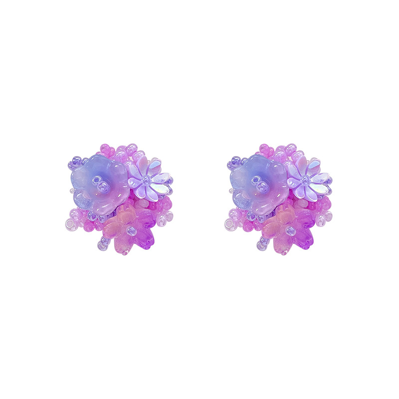 Early spring dopamine colorful hydrangea flower stud earrings, sweet and elegant for women, fake flamboyant earrings, versatile earrings wholesale Item Picture