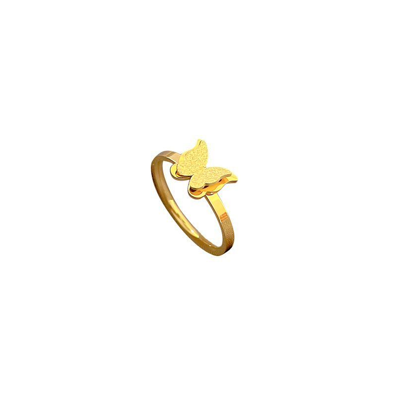 【 Non-Fading 】 Minimalist butterfly titanium steel cold style dance ring for men and women, trendy and simple food rings on Instagram Item Picture