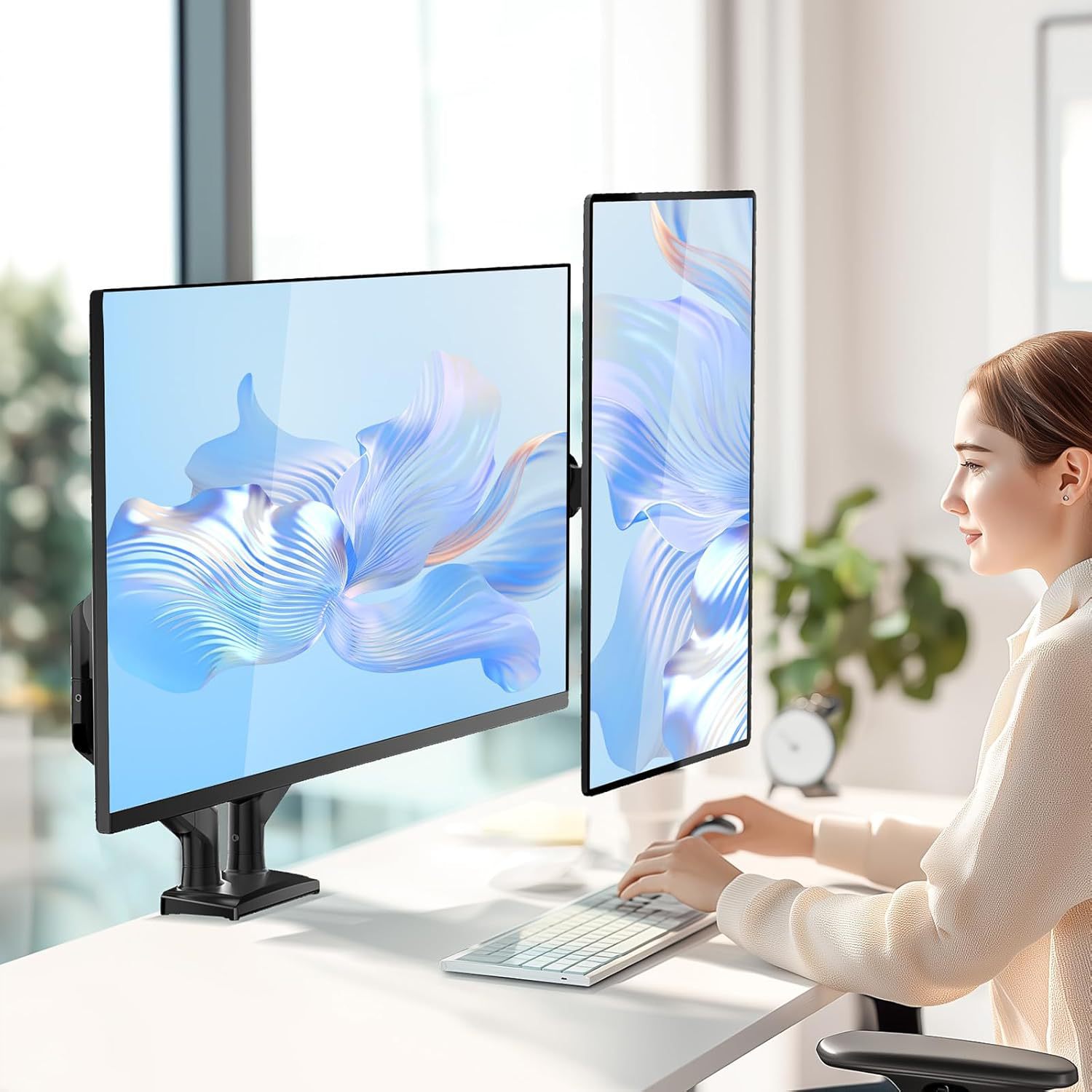 Monitor stand, display screen curved screen stand, double-arm gas spring stand, computer stand details Picture