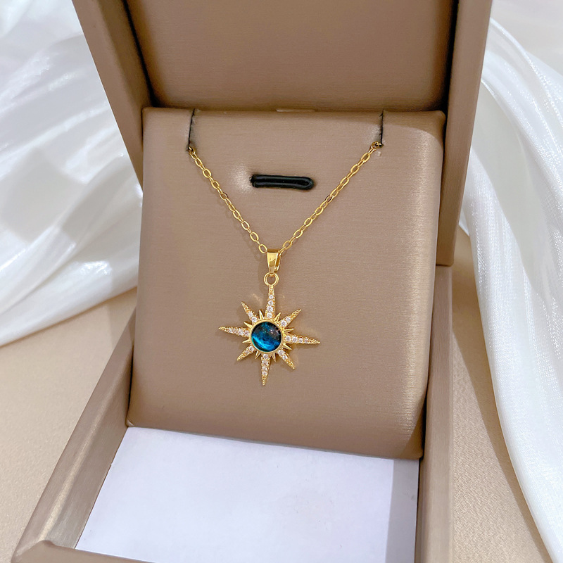 【 Titanium Steel 】 Starlight Planet Zircon Light Luxury and Elegant Full diamond necklace, versatile collarbone chain Titanium steel chain for women Specification drawing