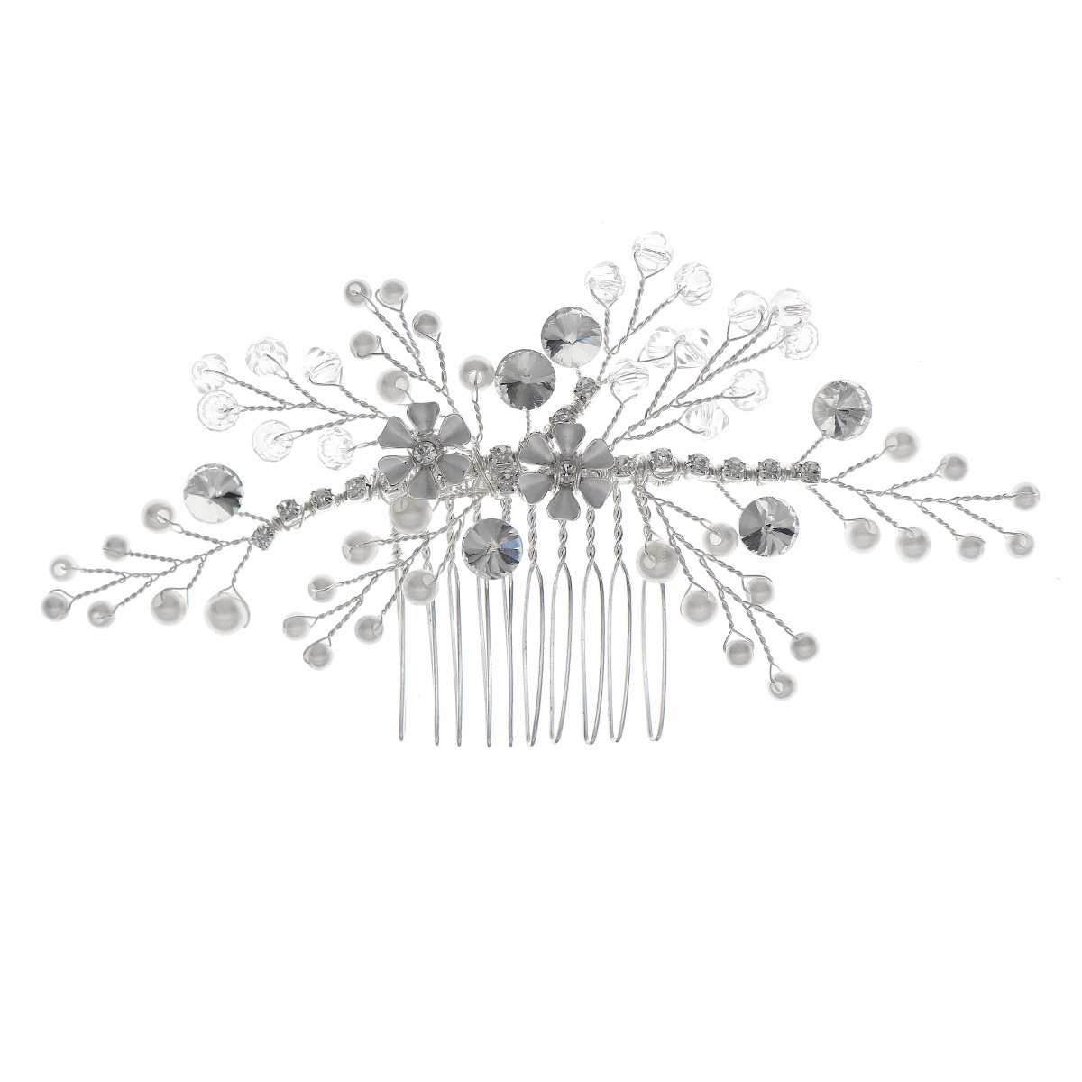 Simple and versatile hair accessories for European and American brides, such as updo hair combs, handcrafted beaded crystal pearl headwear, and flower-shaped hair combs Item Picture