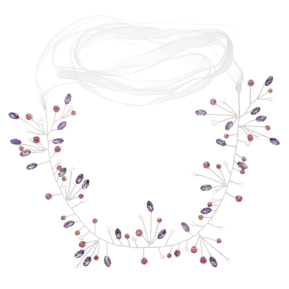 New Chinese-style hair accessory, purple crystal bridal hair band, light luxury and versatile birthday and wedding headwear, handcrafted rhinestone headband for girls Item Picture