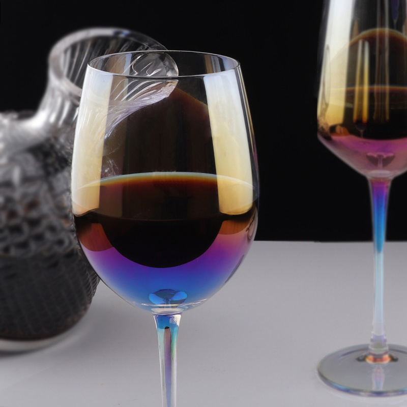 Wholesale of household high-appearance-level seven-color red wine glass sets and commercial crystal glass dazzling high-footed wine glasses Application Scenario