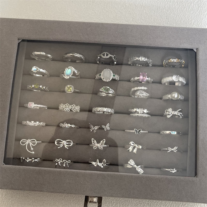 New zircon plain ring for women, 925 sterling silver, ins style, niche, light luxury, high-end, non-fading, open ring trend Specification drawing