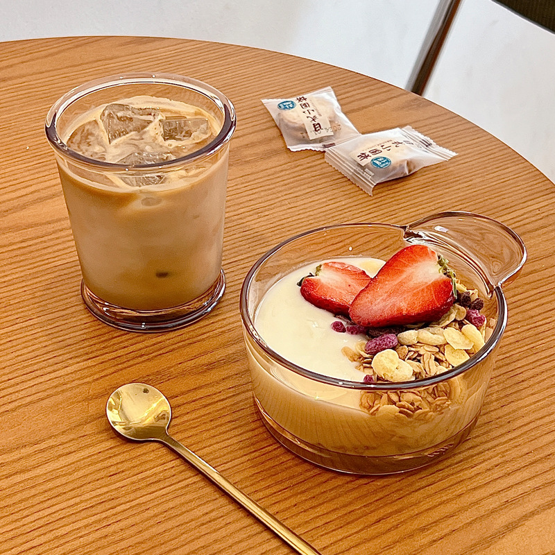 Boli Mei Korean InS-style glass bowl, single-ear bowl, glass salad bowl, tableware set, dessert bowl details Picture