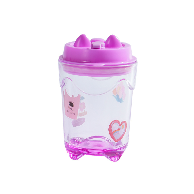 Creative straw cup, children's glass water cup, milk drink, cat star cup, cup logo, opening gift, bamboo joint cup Application Scenario
