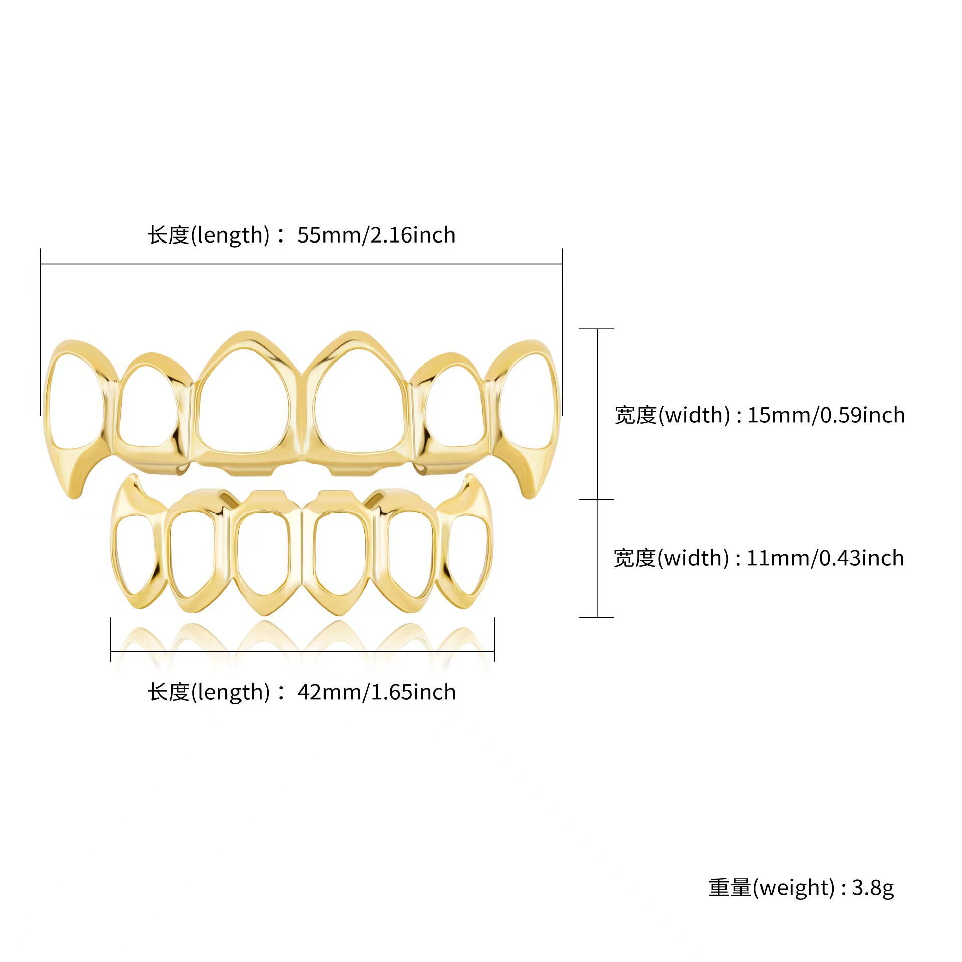 The manufacturer supplies popular Hiphop decorative braces with real gold plating and hollowed-out teeth grills from Europe and America Item Picture