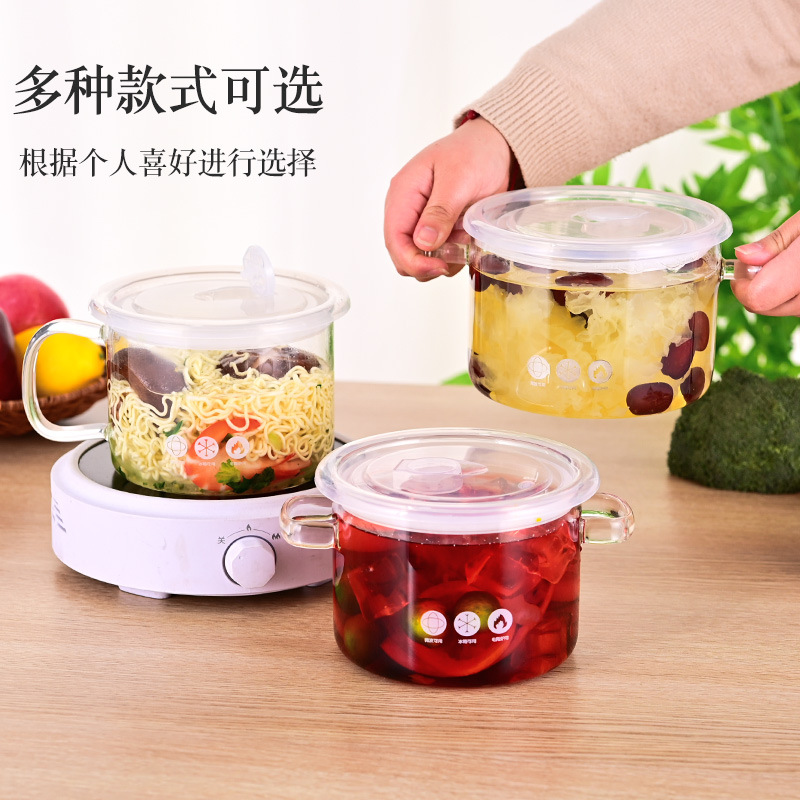 Wholesale household glass stew POTS, large-capacity high-temperature resistant double-ear glass soup POTS, electric ceramic stoves, heating transparent health POTS Specification drawing