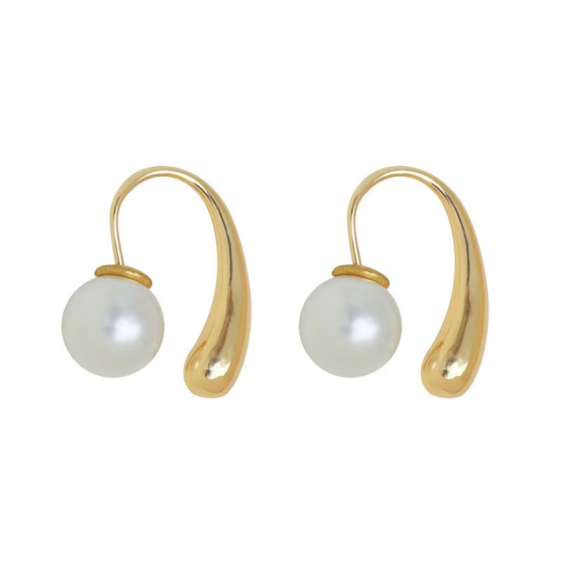 Simple and niche metal pearl stud earrings for women, 2025 new style, trendy, high-end and fashionable design sense earrings, light luxury ears Item Picture