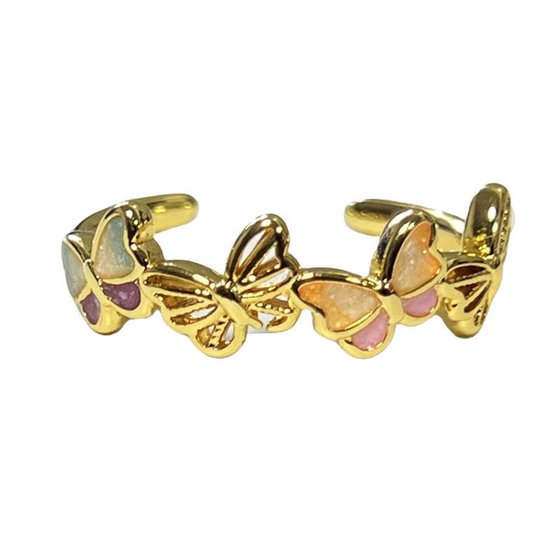 A new enamel butterfly ring with a court style for women, featuring a light luxury and niche design. The light luxury flower is simple, fashionable and exquisite Item Picture