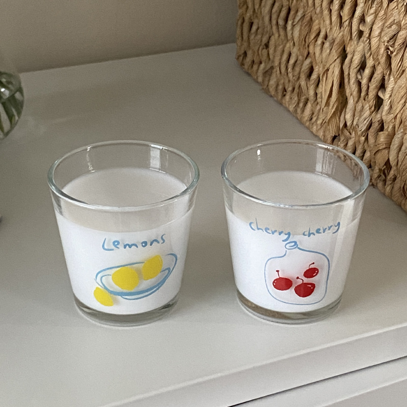 ins retro hand-painted fruit wine glasses, niche refreshing glass cups, heat-resistant espresso cups for couples full figure
