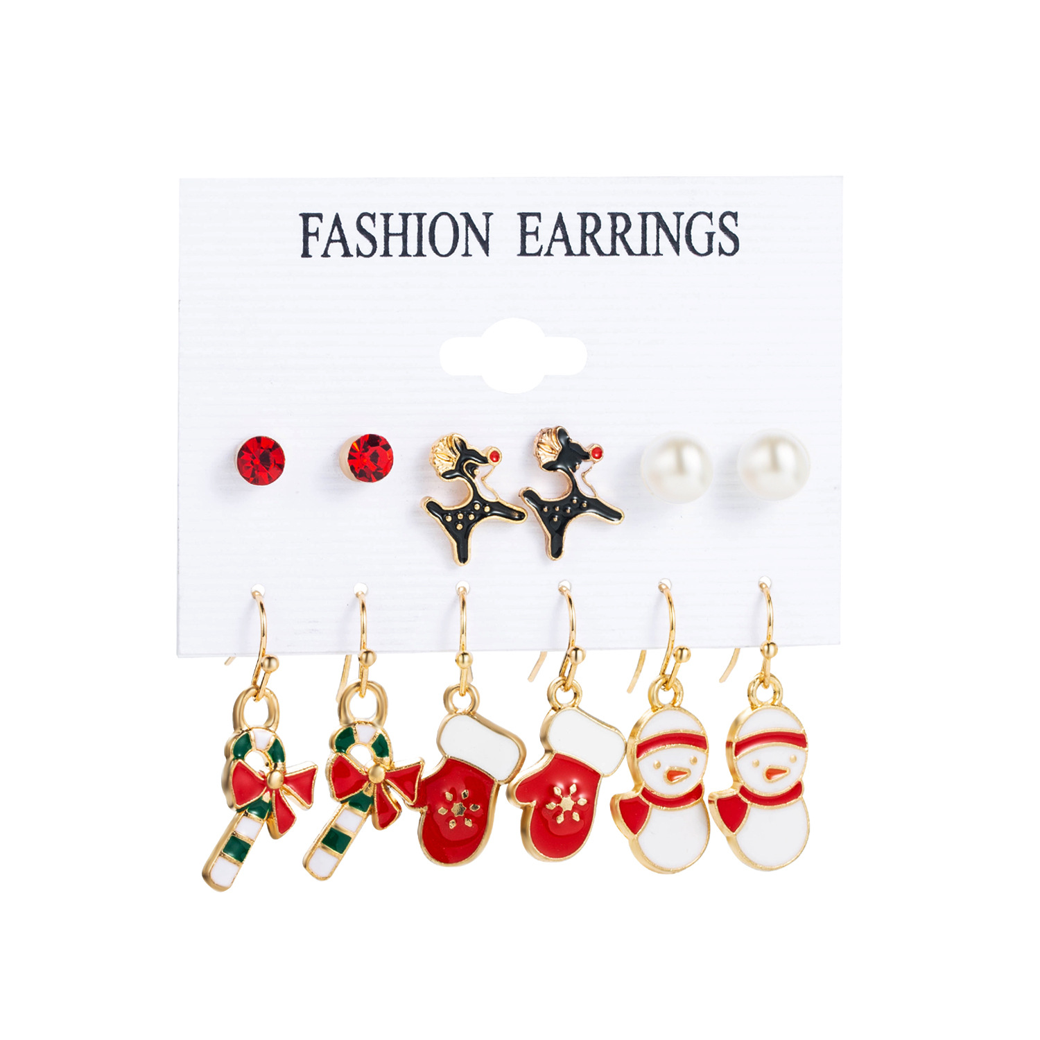 Christmas cross-border earrings set, long European and American bell, snowflake, elderly tree, walking stick, bell alloy earrings for women Application Scenario