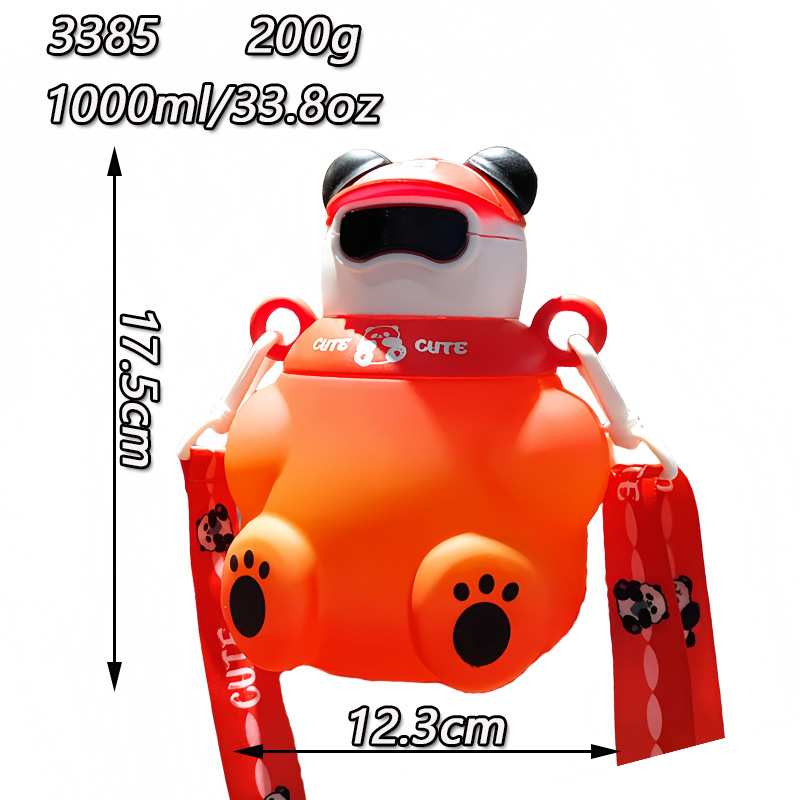 E-commerce wholesale new children's cute water cups with high appearance level, featuring straws, carrying straps, water bottles, portable and direct drinking bear water cups Application Scenario