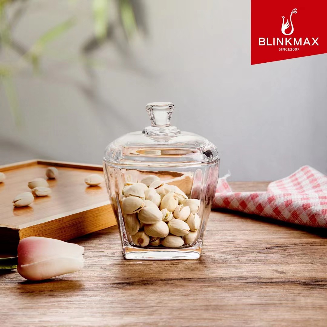 Lizun premium sugar jars, square candy jars, snack and small food storage jars, glass office, restaurant and home storage jars details Picture