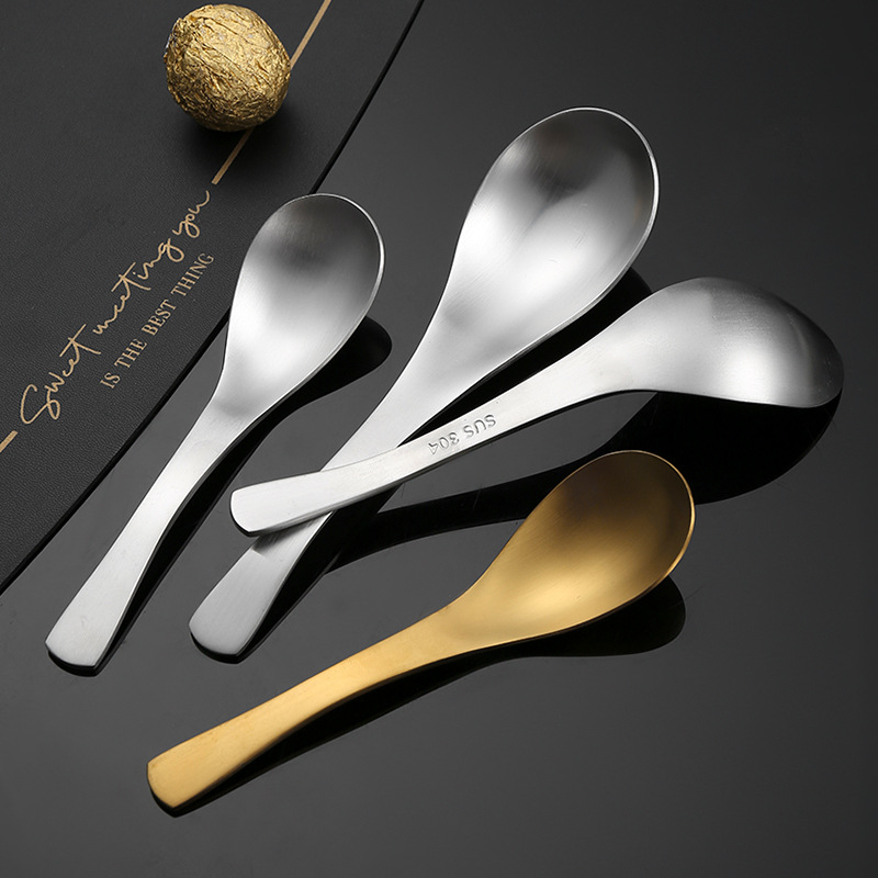 304 stainless steel sanded Earl Grey spoon, dessert spoon, hotel Korean barbecue restaurant spoon, spoon, soup spoon, logo Specification drawing