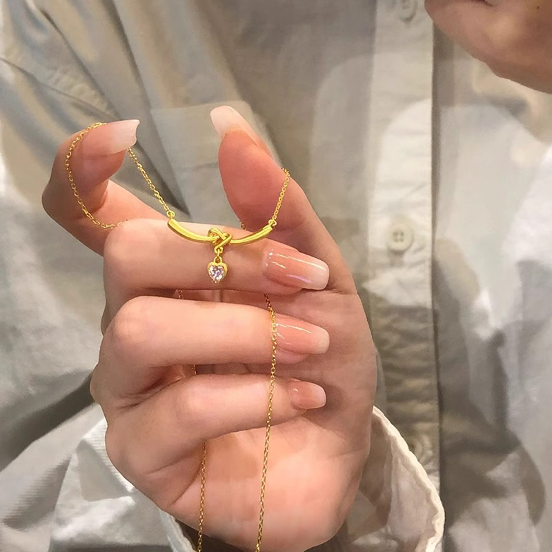 Dongdaemun simple heart-shaped knot necklace, fresh and versatile plain chain sweater, chain sense fashionable necklaces wholesale Specification drawing