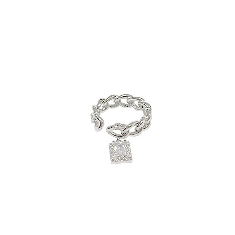 Sweet and cool style, unique geometric sparkling diamond zircon open ring, elegant and versatile for women, a small and niche socialite to wear in layers Item Picture
