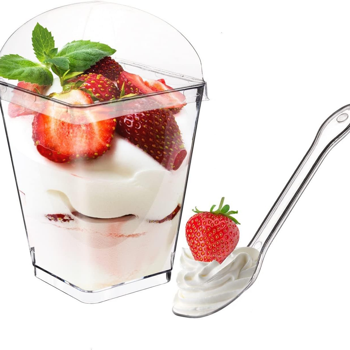 The 5oz plastic pudding cup factory supports custom patterns for cross-border parties, wedding dessert tables, and disposable mousse cups Item Picture
