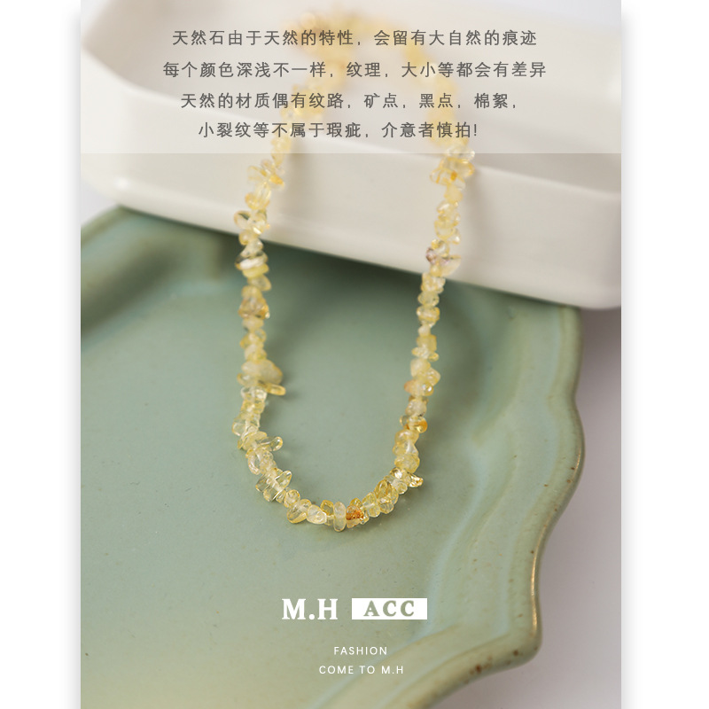 Summer sweet yellow crystal necklace for women, simple and elegant, high-end style. Collarbone chain, fashionable and versatile, whitening neck chain wholesale Application Scenario
