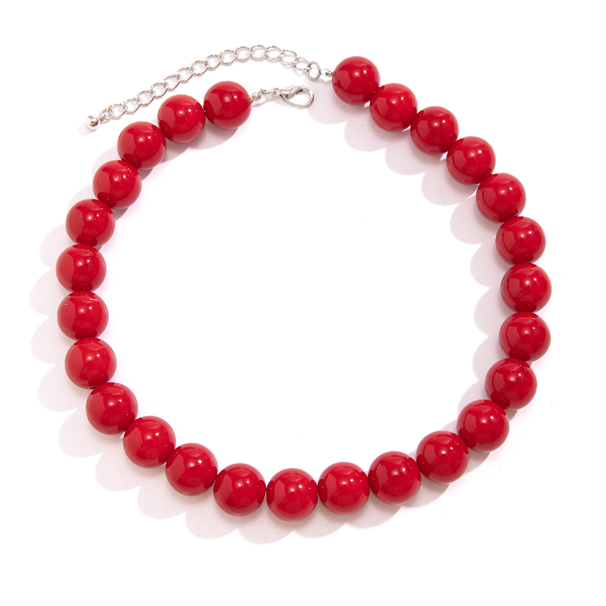 Exaggerated colorful acrylic beaded necklace for cross-border accessories from Europe and America, fashionable geometric round bead collar and collarbone chain for women Specification drawing