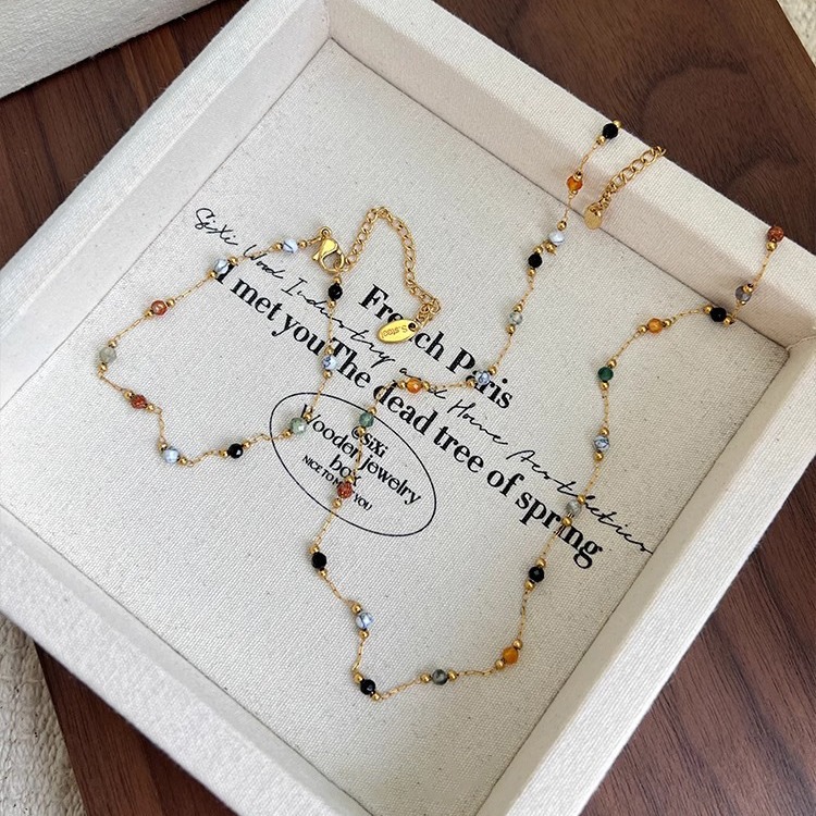 New European and American fashion, niche design, individual and simple style, handcrafted beaded necklace, bracelet cover, collarbone chain for women details Picture