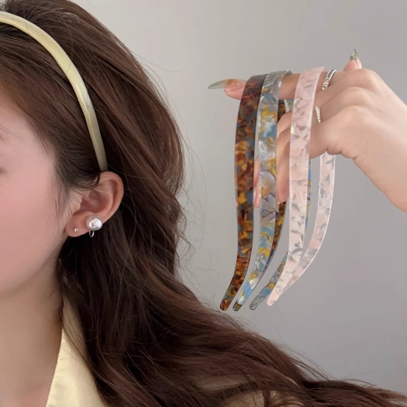 High-end acetate glasses, sheet hair band, women's 2025 new marble anti-slip headband, simple head buckle hair accessory full figure