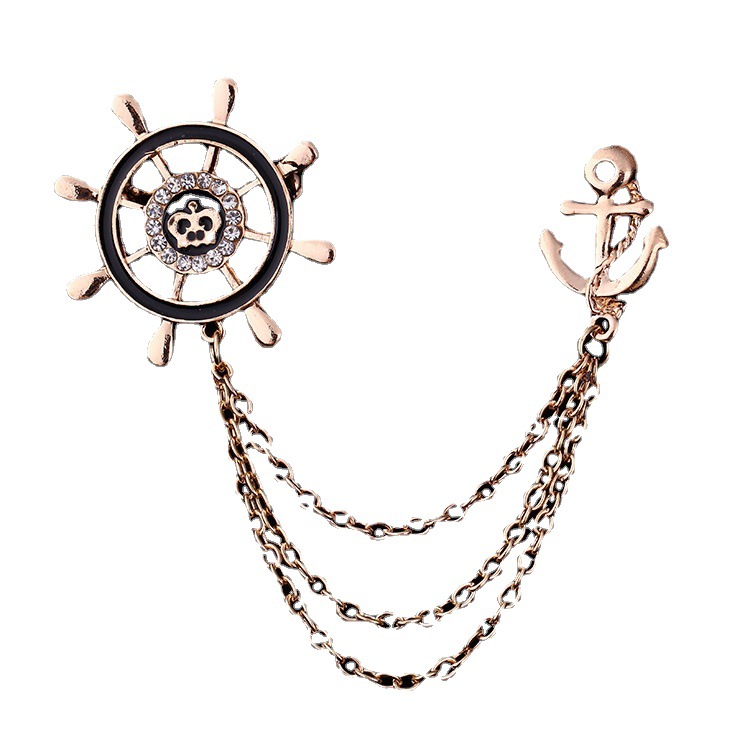 Z97 Korean version brooch, versatile chain, rudder, collar pin, creative collar clip, collar flower suit accessory wholesale Item Picture
