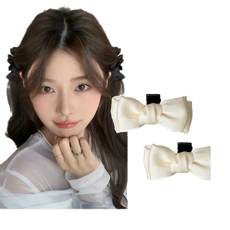 French retro bow hair clip, high-end princess head small scratch-off hair accessory, small female trumpet, bangs on the forehead pair clip Item Picture