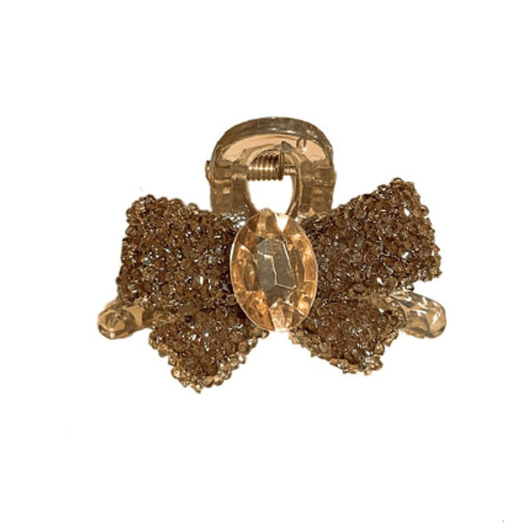 Diamond-encrusted bow small hair clip, feminine charm, bangs small grab clip, side broken hair clip, exquisite and high-end hairpin headwear Item Picture