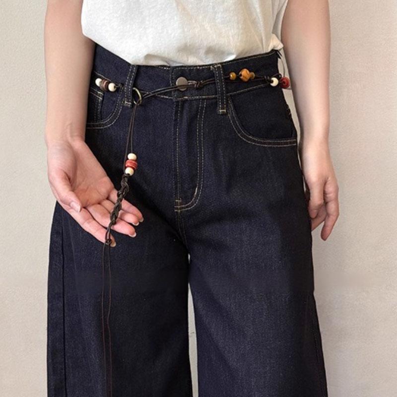 The retro ethnic style color-blocking beaded waist chain of the same style as that of Cecilia Xue is a niche design for women with a woven rope belt and accessories around the waist Specification drawing