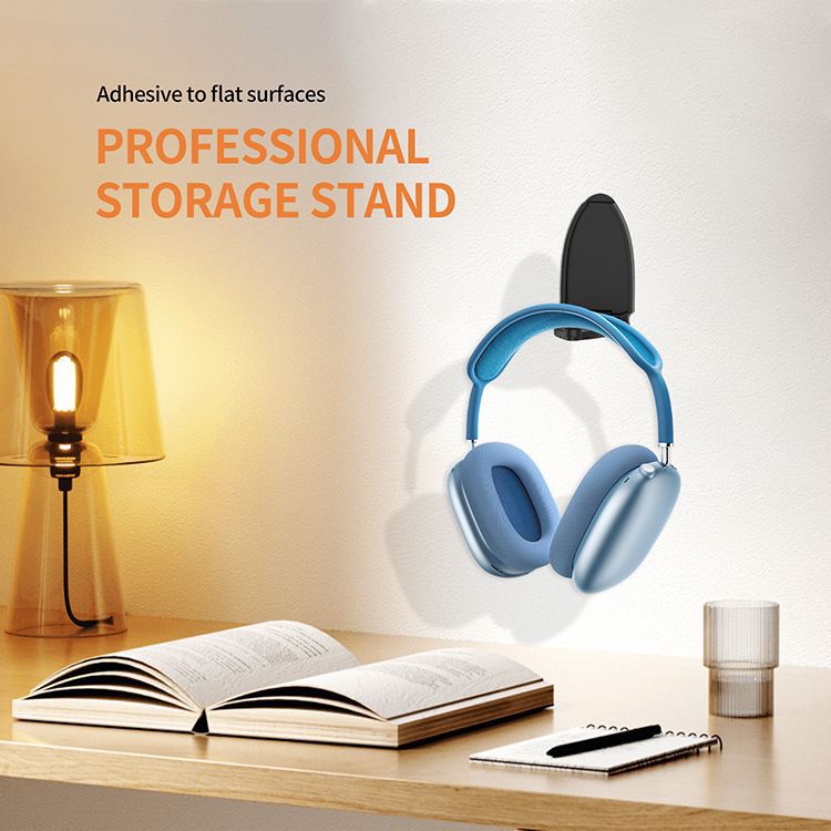 Cross-border adhesive folding headphone stand, double-sided adhesive headphone storage, desktop computer desk storage headphone stand full figure