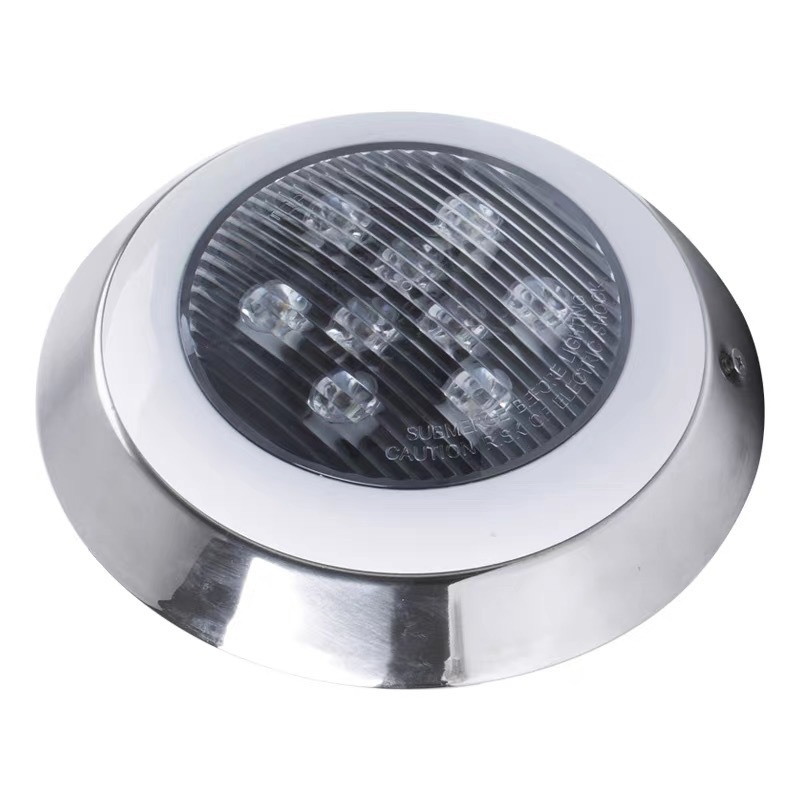 Cross-border outdoor LED swimming pool wall lights, stainless steel wall-mounted underwater spotlights, 12V and 24V low-voltage remote control underwater lights details Picture