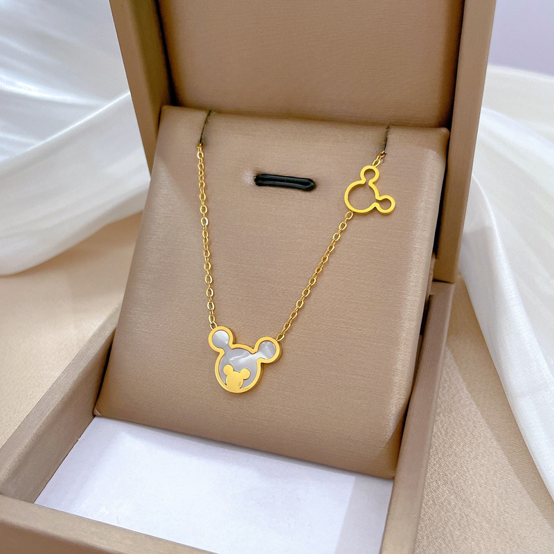 【 All-titanium Steel 】 Shell Mouse minimalist style furnace, real gold necklace, female Instagram influencer collarbone chain accessory Application Scenario