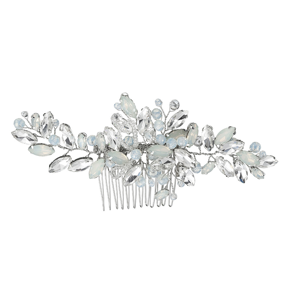 New European and American accessories, wedding dress, hair comb, hand-woven jelly-colored rhinestone, bride's hair comb, high-end updo headwear Item Picture