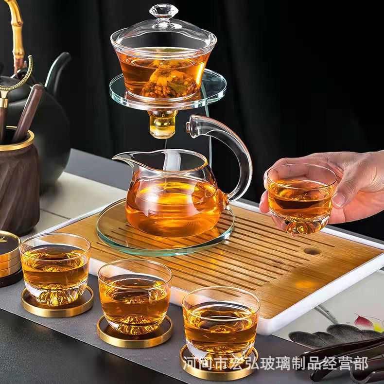 High-end Gongfu tea set gift box, office tea-making wonder, magnetic fully automatic tea-making, glass tea infuser, teapot Specification drawing