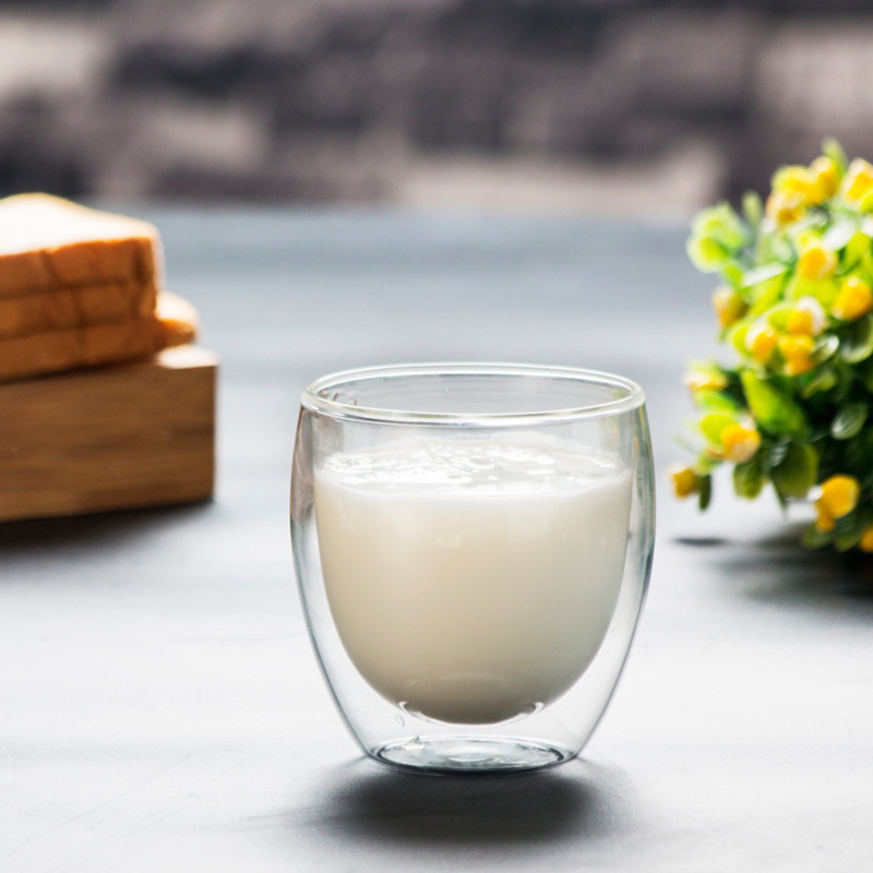 Customized wholesale double-layer egg-shaped glass cups, 250ml beverage cups, double-layer insulated tea cups, juice cups, and tea brewing cups details Picture